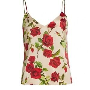 New with Tag L'agence Woman's Jane Roses Printed 100% Silk V neck Camisole Tank